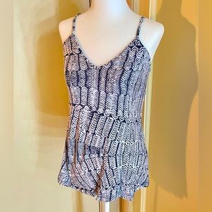 Tart XS super soft tank with shelf bra navy and white tribal print